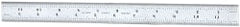 Starrett - 12" Long, 1/100, 1/64, 1/50, 1/32" Graduation, Rigid Spring Steel Rule - 16R Graduation Style, 1" Wide, Silver, Satin Chrome Finish - Exact Tooling