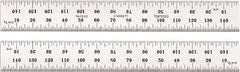Steel Rule: 150 mm OAL, Metric Graduation, Rigid, 19 mm OAW Silver, Satin Chrome-Plated