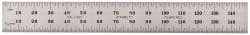 Starrett - 150mm Long, 0.5, 1mm Graduation, Flexible Spring Steel Rule - Metric Graduation Style, 3/4" Wide, Silver, Satin Chrome Finish - Exact Tooling