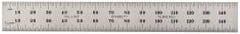 Starrett - 150mm Long, 0.5, 1mm Graduation, Flexible Spring Steel Rule - Metric Graduation Style, 3/4" Wide, Silver, Satin Chrome Finish - Exact Tooling