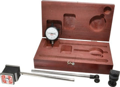 Starrett - 0.0005" Graduation, 1/8" Max Meas, 0-25-0 Dial Reading, Dial Indicator & Base Kit - 1-15/16" Base Length x 1-5/8" Base Width x 1-7/8" Base Height - Exact Tooling