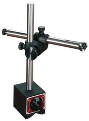 Starrett - 250 Lb Magnetic Force, Fine Adjustment Indicator Positioner & Holder with Base - Post & Rod, 3" Base Height, 3-1/2" Base Length, 3" Base Width - Exact Tooling
