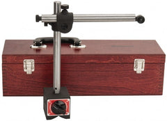 Starrett - 250 Lb Magnetic Pull, Fine Adjustment Indicator Positioner & Holder with Base - Post & Rod, 3" Base Height, 3-1/2" Base Length, 3" Base Width - Exact Tooling