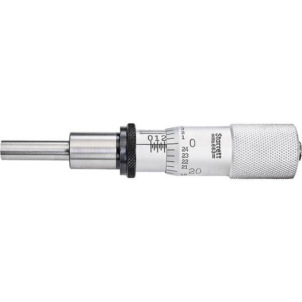 Starrett - 1 Inch, 13/16 Inch Plain Thimble, 0.3 Inch Diameter x 1-1/4 Inch Long Spindle, Mechanical Micrometer Head - Exact Tooling
