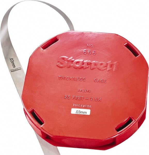Starrett - 0.0012 Inch Thick x 7.60 m Long x 12.70mm Wide, Feeler Stock Roll - Exact Tooling