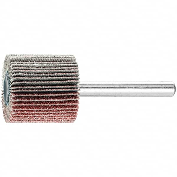 PFERD - 1" Diam x 1" Face Width, Aluminum Oxide Coated Mounted Flap Wheel - 1/4" Shank Mount, 60 Grit, 25,000 Max RPM - Exact Tooling