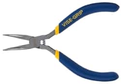Irwin - 5" Long, 1-1/4" Jaw Length Smooth Jaw, Bent Nose Plier - Dipped Vinyl Handle - Exact Tooling