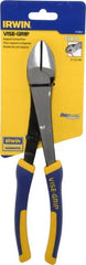 Irwin - 10" OAL, 14 AWG Capacity, Semi-Flush Diagonal Cutter - 1-7/16" Jaw Length x 1-3/16" Jaw Width, Oval Head, ProTouch Handle - Exact Tooling