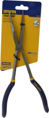 Irwin - 11" OAL, 3-1/4" Jaw Length x 2-1/2" Jaw Width, Long Nose Long Reach Pliers - Serrated Jaw, Dipped Vinyl Handles - Exact Tooling