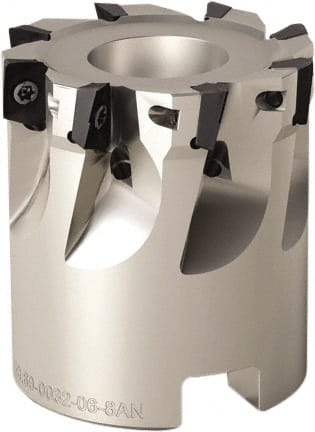 Seco - 10 Inserts, 1-1/2" Cut Diam, 1/2" Arbor Diam, 0.197" Max Depth of Cut, Indexable Square-Shoulder Face Mill - 90° Lead Angle, 1.378" High, XO.. 0602 Insert Compatibility, Through Coolant, Series Nano Turbo - Exact Tooling