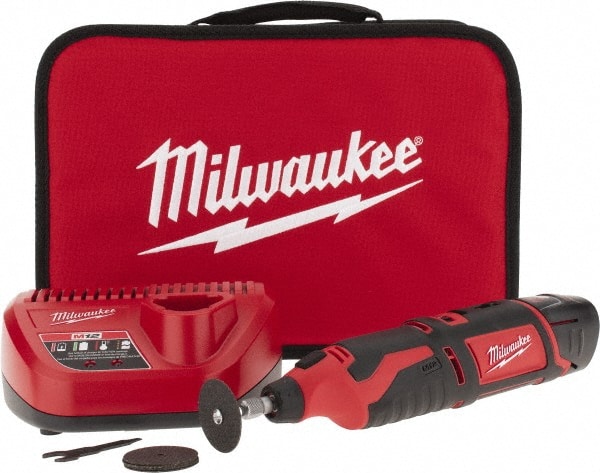 Milwaukee Tool - 12 Volt, Cordless Rotary Tool Kit - 5,000 to 32,000 RPM, Battery Included - Exact Tooling