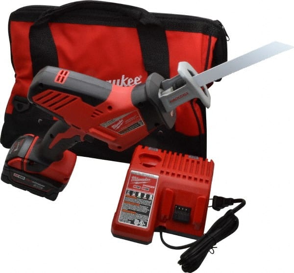 Milwaukee Tool - 18V, 0 to 3,000 SPM, Cordless Reciprocating Saw - 3/4" Stroke Length, 13" Saw Length, 1 Lithium-Ion Battery Included - Exact Tooling