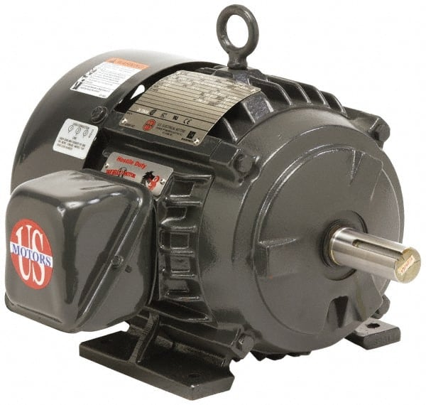 US Motors - 60 hp, TEFC Enclosure, No Thermal Protection, 890 RPM, 575 Volt, 60 Hz, Three Phase Energy Efficient Motor - Size 405 Frame, Rigid Mount, 1 Speed, Ball Bearings, 61 Full Load Amps, F Class Insulation, Reversible - Exact Tooling