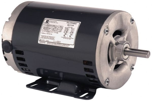 US Motors - 1.5 hp, ODP Enclosure, Auto Thermal Protection, 1,725 RPM, 200-230/460 Volt, 60 Hz, Three Phase Standard Efficient Motor - Size 56HZ Frame, Hub/Stud Mount, 1 Speed, Ball Bearings, 5.0/2.5 Full Load Amps, B Class Insulation, Reversible - Exact Tooling