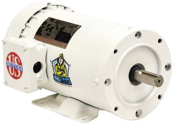 US Motors - 2 hp, TEFC Enclosure, No Thermal Protection, 1,725 RPM, 115/230 Volt, 60 Hz, Single Phase Capacitor Start-Cap Run Motor - Size 56C Frame, C-Face Mount, 1 Speed, Ball Bearings, 19.0/9.5 Full Load Amps, F Class Insulation, Reversible - Exact Tooling