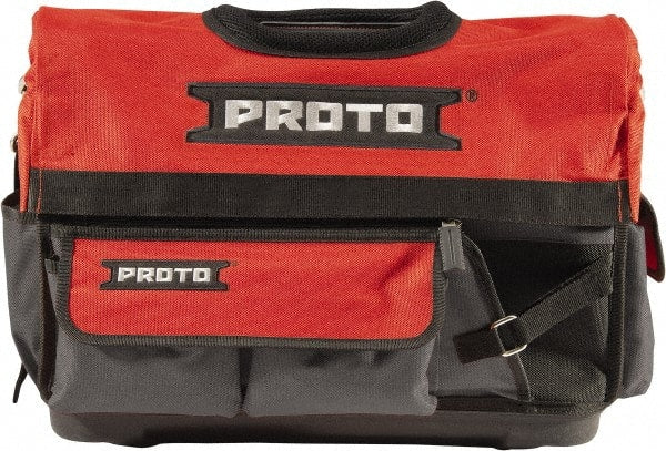 Proto - 10 Pocket Gray & Red Polyester Tool Bag - 20" Wide x 11" Deep x 15" High - Exact Tooling