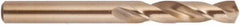 National Twist Drill - 0.397" 135° Spiral Flute Cobalt Screw Machine Drill Bit - Gold Finish Finish, Right Hand Cut, 1-15/16" Flute Length, 3-5/16" OAL, Split Point, Straight Shank - Exact Tooling