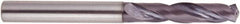 National Twist Drill - 5.7mm 140° Solid Carbide Jobber Drill - AlTiN Finish, Right Hand Cut, Spiral Flute, Straight Shank, 66mm OAL - Exact Tooling