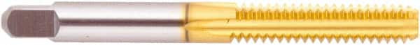 Regal Cutting Tools - 1-12 UNF 3B 4 Flute TiN Finish High Speed Steel Straight Flute Standard Hand Tap - Bottoming, Right Hand Thread, 5-1/8" OAL, 2-1/2" Thread Length, H4 Limit, Oversize - Exact Tooling