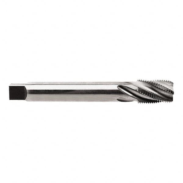 Regal Cutting Tools - 3/8-18 NPTF, 5 Flutes, Taper Chamfer, Bright Finish, High Speed Steel, Spiral Flute Pipe Tap - Right Hand Flute, 9/16" Shank Diam, 15/16" Thread Length, 7/16" Square Size, - Exact Tooling