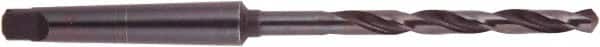 National Twist Drill - 15/32", 1MT 118° Point High Speed Steel Taper Shank Drill Bit - Oxide Finish, 4-1/8" Flute Length, 7-1/2" OAL, Spiral Flute, Series 200 - Exact Tooling