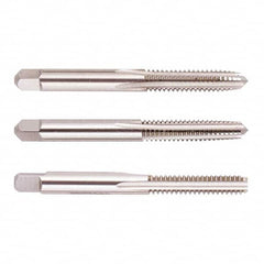 Regal Cutting Tools - #3-48 UNC, 3 Flute, Bottoming, Plug & Taper, Uncoated, Uncoated Finish, High Speed Steel Tap Set - 1-13/16" OAL, 1/2" Thread Length, 2B Class of Fit - Exact Tooling