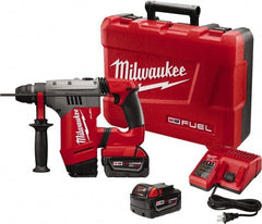 Milwaukee Tool - 18 Volt 1-1/8" SDS Plus Chuck Cordless Rotary Hammer - 0 to 5,000 BPM, 0 to 1,300 RPM, Reversible - Exact Tooling