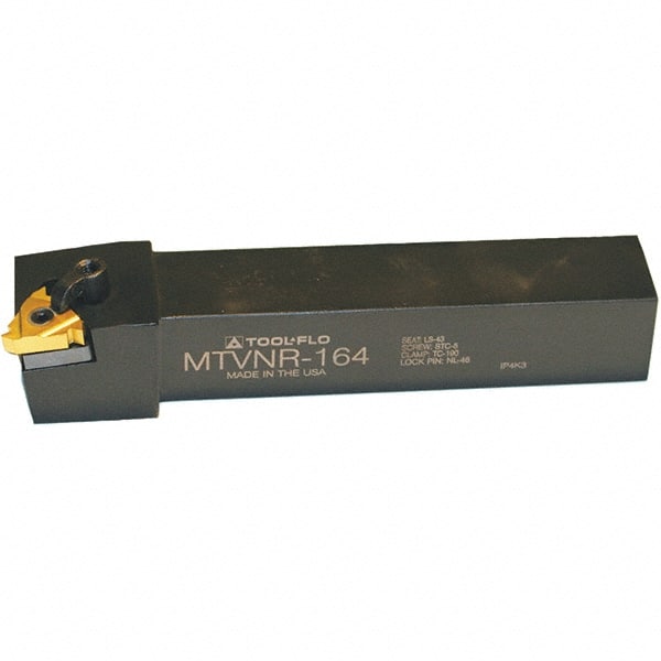 Tool-Flo - External Thread, Left Hand Cut, 1" Shank Width x 1" Shank Height Indexable Threading Toolholder - 6" OAL, L53 Insert Compatibility, MTVN Toolholder, Series Laydown - Exact Tooling