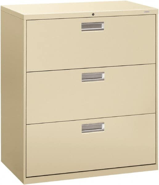 Hon - 36" Wide x 40.88" High x 19-1/4" Deep, 3 Drawer Lateral File - Steel, Putty - Exact Tooling