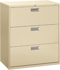 Hon - 36" Wide x 40.88" High x 19-1/4" Deep, 3 Drawer Lateral File - Steel, Putty - Exact Tooling