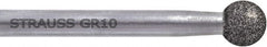 Strauss - Diamond (Abrasive) Round Tip Point Grinding Pin - 1/8" Shank Diam x 1.77" Shank Length, Medium Grade, (126 Mesh Grit) - Exact Tooling
