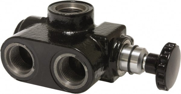 Parker - 30 GPM 3/4 Inlet Cast Iron Hydraulic Control Valve - 1-1/16 - 12 Thread, 3,000 psi, 4" Wide x 6.62" Long - Exact Tooling