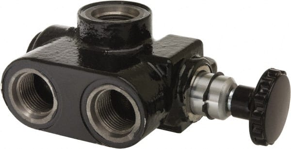 Parker - 60 GPM 1 Inlet Cast Iron Hydraulic Control Valve - 1-5/16 - 12 Thread, 3,000 psi, 4-1/2" Wide x 7.42" Long - Exact Tooling