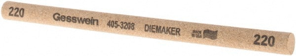 Made in USA - 220 Grit Aluminum Oxide Round Polishing Stone - Coarse/Medium Grade, 3/8" Wide x 6" Long x 3/8" Thick - Exact Tooling