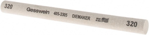 Made in USA - 320 Grit Aluminum Oxide Round Polishing Stone - Coarse/Medium Grade, 1/2" Wide x 6" Long x 1/2" Thick - Exact Tooling