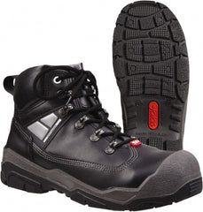 Tegera - Men's Size 11 Medium Width Steel Work Boot - Black, Leather Upper, Rubber Outsole, 6" High, Pull-On - Exact Tooling