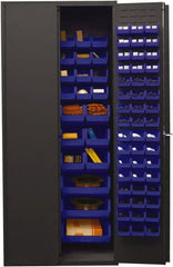 Durham - 138 Bin Storage Cabinet - Steel, 36" Wide x 24" Deep x 84" High, Blue - Exact Tooling