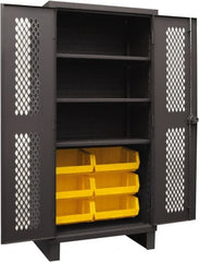 Durham - 3 Shelf 6 Bin Storage Cabinet - Steel, 36" Wide x 24" Deep x 78" High, Yellow - Exact Tooling