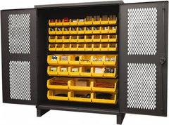 Durham - 54 Bin Storage Cabinet - Steel, 60" Wide x 24" Deep x 78" High, Yellow - Exact Tooling