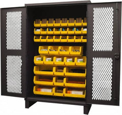 Durham - 42 Bin Storage Cabinet - Steel, 48" Wide x 24" Deep x 78" High, Yellow - Exact Tooling
