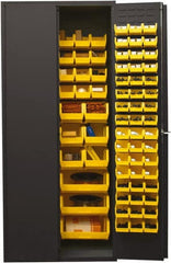 Durham - 138 Bin Storage Cabinet - Steel, 36" Wide x 24" Deep x 84" High, Yellow - Exact Tooling