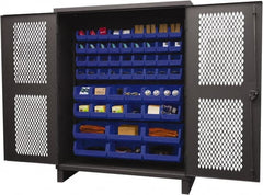 Durham - 54 Bin Storage Cabinet - Steel, 60" Wide x 24" Deep x 78" High, Blue - Exact Tooling