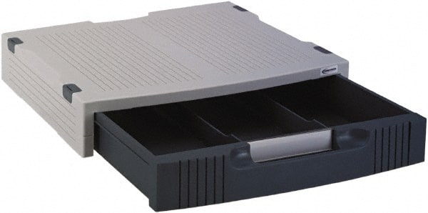 innovera - 15" x 11" x 3" Light Gray & Charcoal Desktop Stand - Use with Monitors, Screens - Exact Tooling