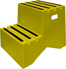 Diversified Plastics - 19-1/2" High x 18-1/8" Wide x 24-1/2" Deep, Yellow Step Stool - 500 Lb Capacity - Exact Tooling