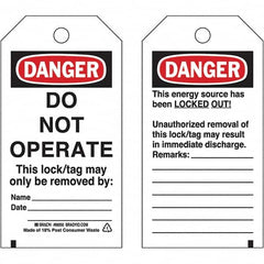 Brady - Safety & Facility Tags - 3" BLK/RED ON WHT 25PK DO NOT OPERATE TAGS - Exact Tooling
