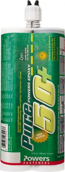 Powers Fasteners - 9 fl oz Epoxy Anchoring Adhesive - 12 min Working Time, Includes Mixing Nozzle, Extension Tube - Exact Tooling