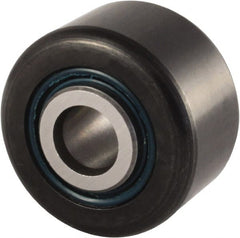 RBC Bearings - 7/16" Bore, 1-1/2" Roller Diam x 7/8" Roller Width, Carbon Steel Sealed Yoke Cam Follower - 6,200 Lb Dynamic Load Capacity, 15/16" Overall Width - Exact Tooling