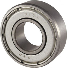 Nice - 1/2" Bore Diam, 1-3/8" OD, Double Shield Precision Ground Radial Ball Bearing - 7/16" Wide, 1 Row, Round Bore, 850 Lb Static Capacity, 1,878 Lb Dynamic Capacity - Exact Tooling