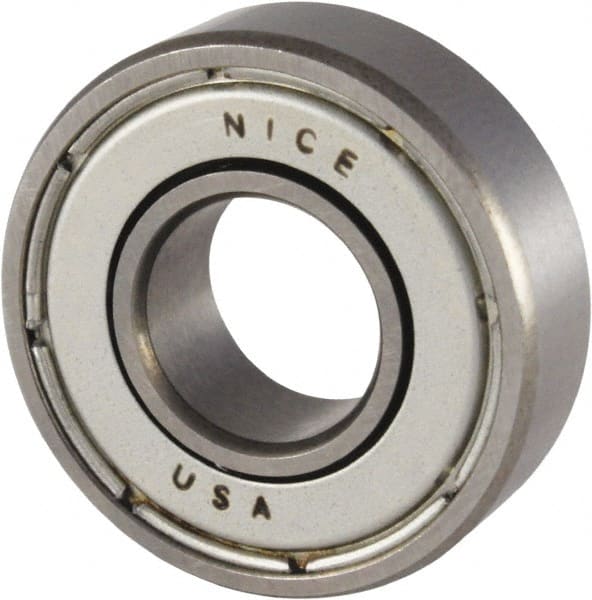 Nice - 7/16" Bore Diam, 29/32" OD, Double Shield Precision Ground Radial Ball Bearing - 5/16" Wide, 1 Row, Round Bore, 300 Lb Static Capacity, 698 Lb Dynamic Capacity - Exact Tooling