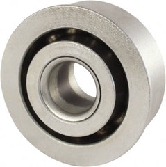 Nice - 3/8" Bore Diam, 1-1/16" OD, Open Unground Full Complement Radial Ball Bearing - 7/16" Wide, With Flange, 1 Row, Round Bore, 635 Lb Dynamic Capacity - Exact Tooling